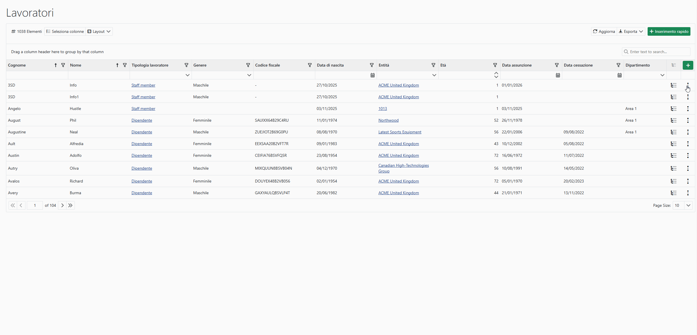 Inserimento lavoratore