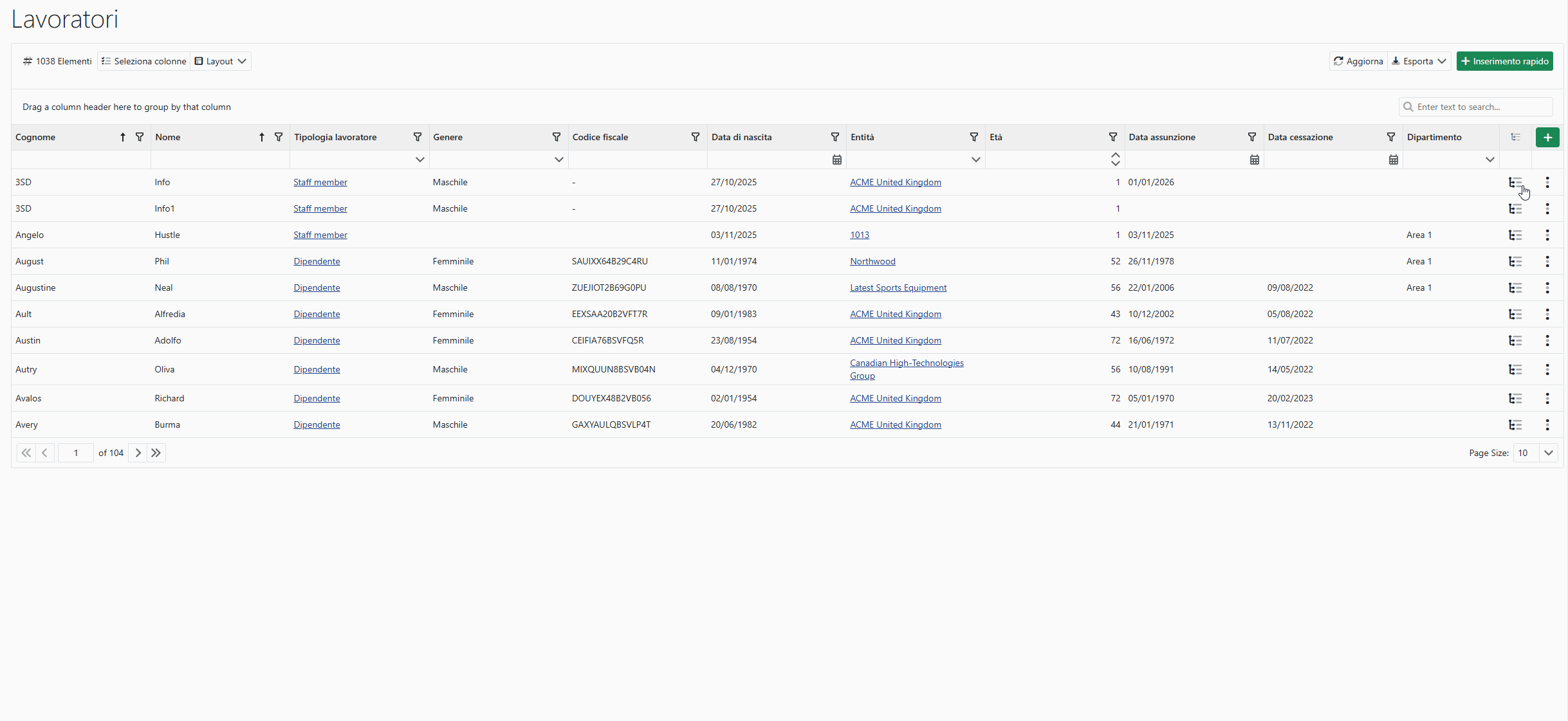 Inserimento lavoratore