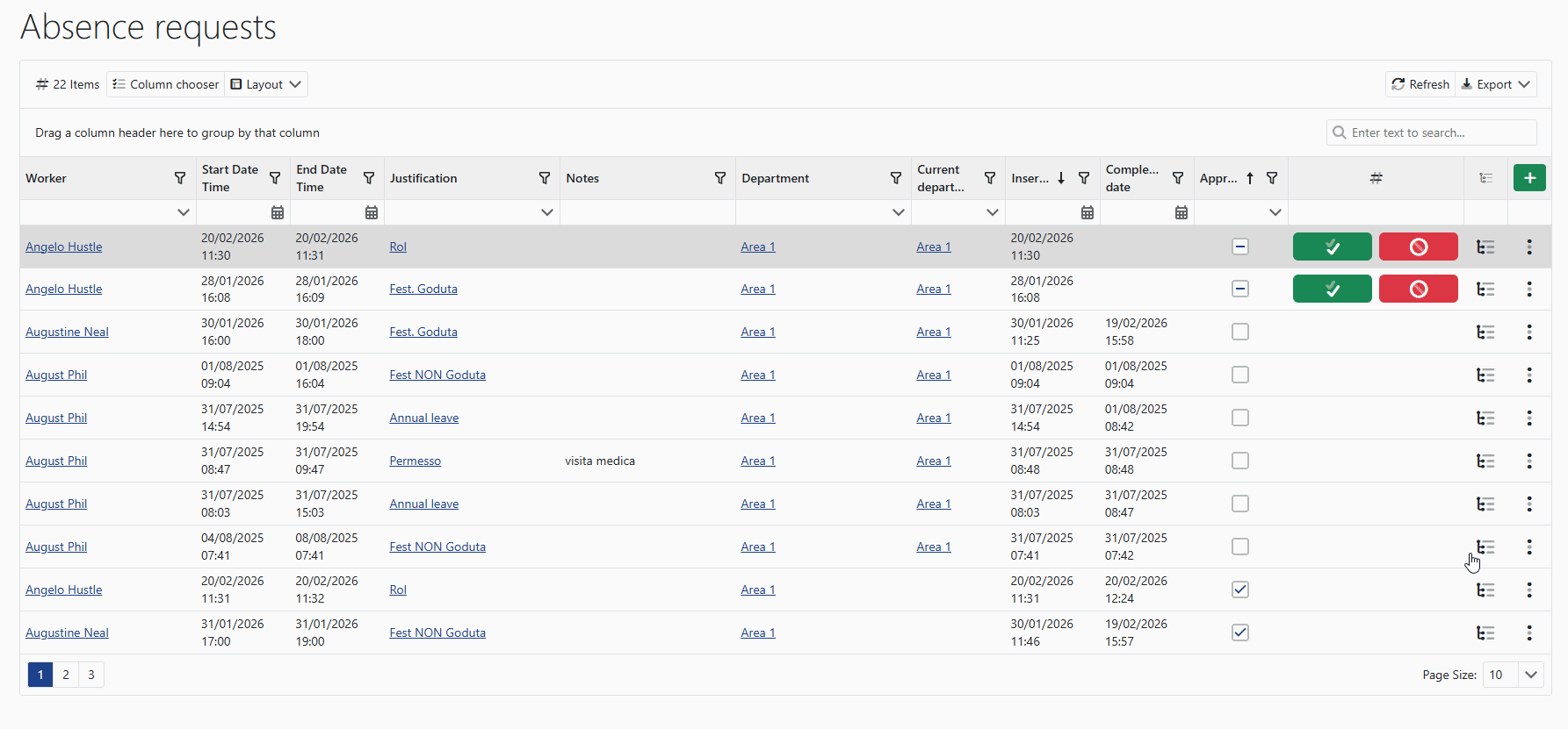 Approving Absence Request